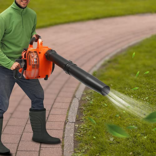 Benzin Laubsauger, 25.4CC 2-Takt Laubbläser, EBV260 Laubgebläse Benzinbetrieben mit 1.2L Tank, Leaf Blower für Straßenreinigung, Städtische Schneeräumung und Blattreinigung