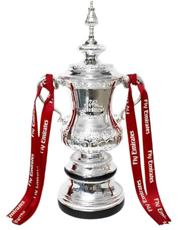 YYDSTES Nachbildung Der FußBall FA Cup Trophäe Mit Farbband FußBall Champion Trophäen Fans Büro Heimdekoration Erinnerungsstücke Sammlung Display Ornamente Kunstharz,44cm
