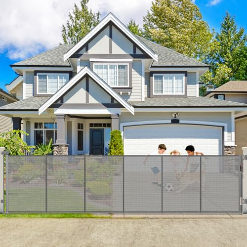 250 Extra Wide Retractable Baby Gates, Reinforced 21ft Large Baby Gate Retractable Pet Gates for Wide Openings, 48 Extra Tall Pet Gate Outdoor Retractable Gate, Long Dog Gate Retractable Fence, Gray