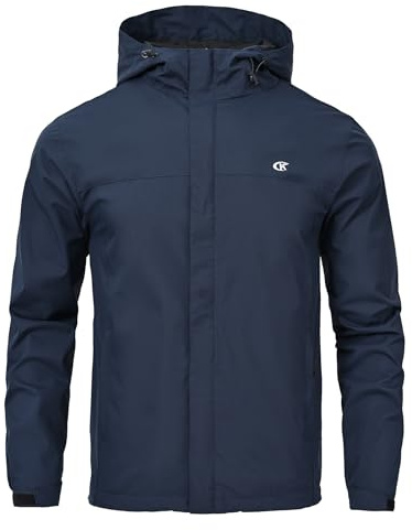 Huayuzh Jacke Herren Softshelljacke Wasserdichte Atmungsaktiv Winddichte Regenjacke Leichte mit Kapuze Laufen Wandern Marineblau M