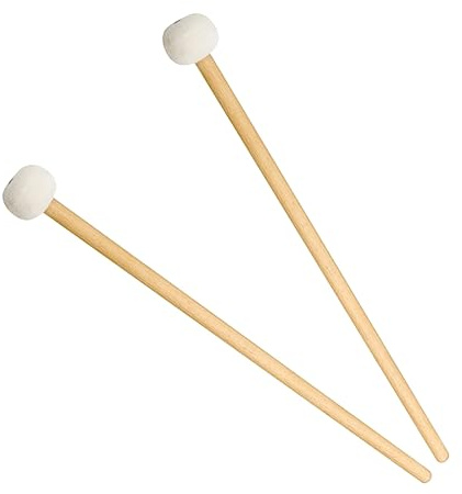 Paukenschlägel 1 Paar mit Filzkopf und Holzgriff für Musikinstrument | Weiße Ausführung, Gefühltes Gleichgewicht, Resonanter Klang, für Studenten und Profis