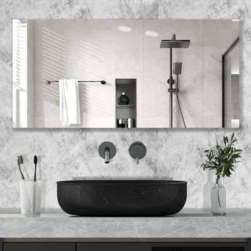 Hocosyme Specchio Riscaldato a Infrarossi 800W con Telecomando，JZ-WF-800W Pannello Radiante Infrarossi Specchio Bagno 120x60 CM con Protezione Surriscaldamento - WIFI (Tuya Smart)