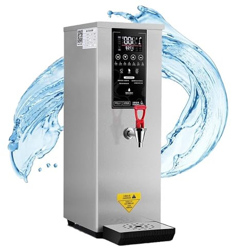 Kindevieft Kommerzieller HeißWasser-Spenderkessel, Edelstahl, Durchlauferhitzer, Wasserkocher, Temperaturregelung FüR Kaffee Und Tee, Mit Wasserhahn, 25 L,Silver
