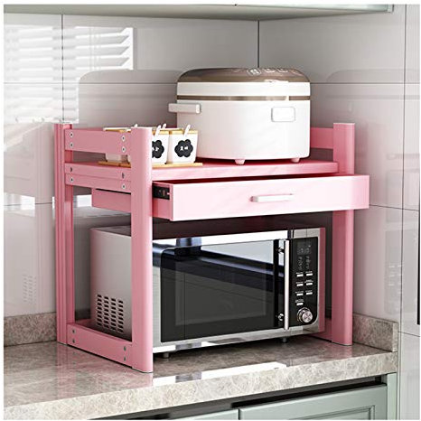 Générique Support de Micro-Ondes Étagère à Micro-Ondes, Support d'étagère de Cuisine Espace en Aluminium Support de Micro-Ondes relevable Support de Four avec tiroirs Étagères de Rangement (