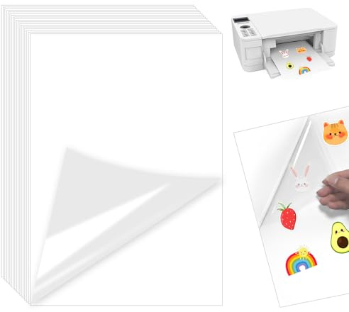 Maxmoc A4 Sticker Papier zum Bedrucken,20 Blatt Bedruckbare Klebefolie | Vinyl Sticker Druckerpapier, Transparent Selbstklebende Folie, für Tintenstrahldrucker & Laserdrucker