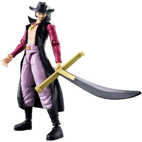 Bandai - Anime Heroes - Figurine One Piece - Figurine Mihawk 17 cm - Licence Officielle One Piece - Figurine Manga articulée Dracule Mihawk Œil de Faucon - Jouet Enfant 4 Ans et + - 37053