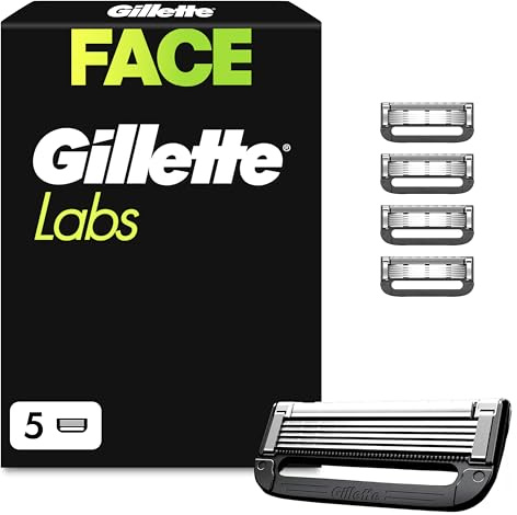 Gillette Labs Rasierklingen Herren, 5 Original Ersatzklingen, Schwarz | Nassrasierer, Klingen Kompatibel mit Allen Labs Rasierern, Inkl. Heated Razor