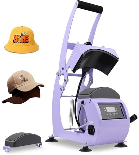 Presse à chapeau – Presse à chaud manuelle avec écran LCD, contrôle de la température et de la minuterie, plaques interchangeables, plaque chauffante incurvée pour impression par sublimation sur