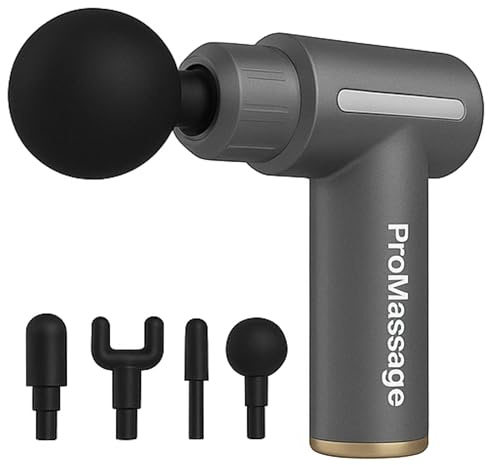 Massage Gun, Deep Tissue Massager Handheld with 4 Massage Heads and Hand Massager with LCD Display Touchscreen Targeted Relaxation of Shoulders, Back & Body, Gift for Men/Women Grey