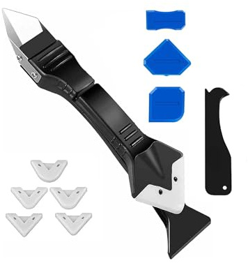 Multi-Function Complete Professional 5-in-1 Silicone Caulking Scraper & Finisher Tool Kit Set- Sealant Remover For Bathroom, Shower, Sink, Grout & Edges, Tub & Tiles Home Improvement And DIY Projects