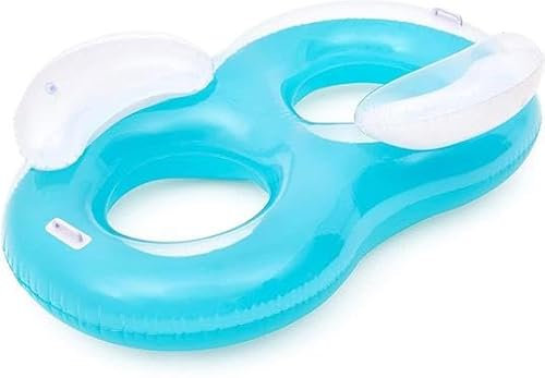 Poltrona Gonfiabile Doppia da Piscina, 188x117 cm, Schienale e Poggiatesta, 2 Camere d'Aria, Vinile Resistente, Blu