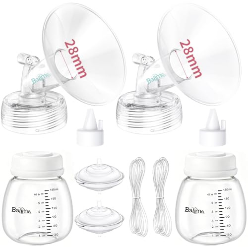 Breast Pump Parts Compatible with Spectra S1/S2/9 Plus, Not Original Accessories, Full Set Replacements Include 28mm Flanges, Valves, Backflow Protectors (Duckbills Included), Tubings and Bottles
