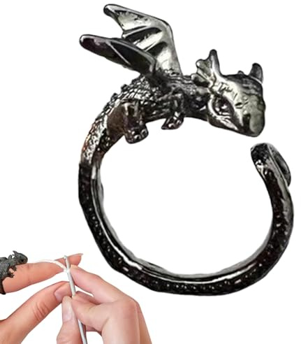 Générique Drakkrokringar för spänning | Justerbar fingertrådring, drakstickningsring, virkning, spänning, tillbehör, julklapp till din familj och vänner