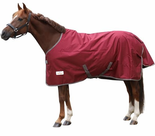 Marengos by Bucas - Weidedecke Freedom Turnout 600D – Regendecke & Übergangsdecke – wasserdichte Pferdedecke mit Innenfutter & Kreuzbegurtung – Weinrot/Dunkelblau – 135cm (ohne Füllung)