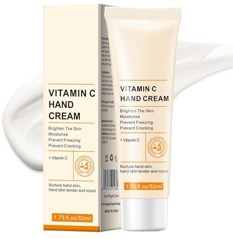 Crème hydratante à la vitamine C, lotion pour les mains, raffermissant et hydratant, pour les mains sèches et craquelées, répare la peau et améliore la défense, protège les ongles et les cuticules