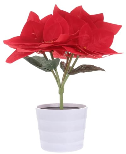 Angoily Flowerpot Light Simulation Poinsettia Decorative Lamp Night Light for Living Home Festival Decoration Random Style