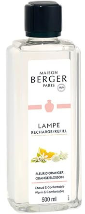 Maison Berger - Fleur d'Oranger - Recharge Huile Parfumée Prête à l'emploi pour Lampe Berger - Purifie et Désodorise l'Air - Diffusion Longue Durée (500ml) - Fabriqué en France