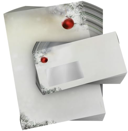 Weihnachtsbriefpapier mit Fenster-Kuverts 100 Sets Stille Nacht 100 Blatt Briefpapier DIN A4 + 100 Umschläge Weihnachtliches Briefpapier-Set für geschäftliche & private Weihnachtsbriefe