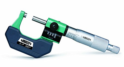 INSIZE 3400-1 Outside Micrometer with Counter, 0 -1, Counter Resolution .001, Thimble Graduation .0001