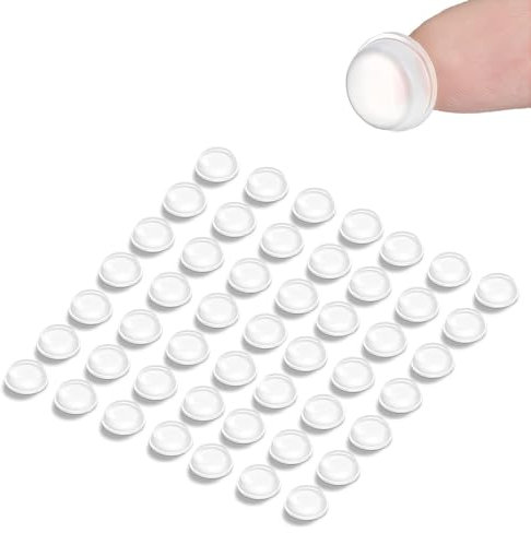 50 Clear Soft Close Pads | Small Silicone Rubber Bumper Pads | Self Adhesive Furniture Coaster Feet | Anti Door Slam | Cupboard Door Stoppers
