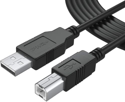 PWR+ Extra Long 12 Ft (3.6m) USB-2.0 Cable Type-A to Type-B High Speed Cord for Audio Interface, Midi Keyboard, USB Microphone, Mixer, Speaker, Monitor, Instrument, Strobe Light System Mac PC