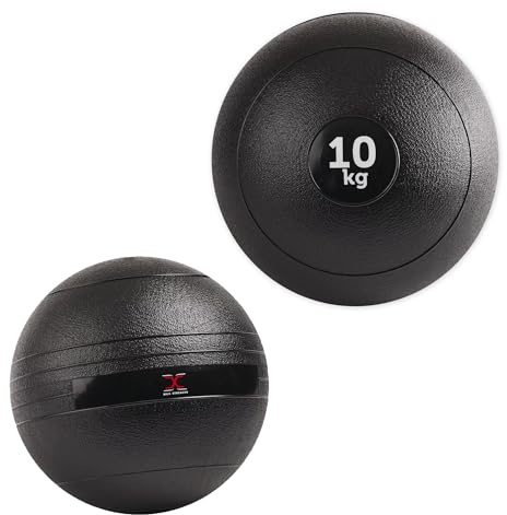 MAXSTRENGTH Slam Ball utan studs, 10 kg eller 12 kg, sandfylld, halksäker texturyta, för styrketräning, coreövningar och funktionell fitness hemma eller på gymmet
