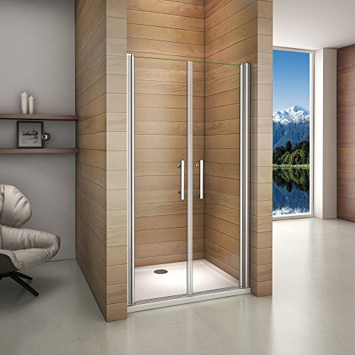 Porte de douche pivotante 95x187cm porte de douche installation en niche verre anticalcaire ouverte vers l'intérieur ou l'extérieur