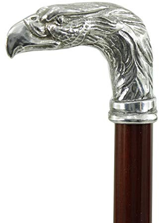 Adlerkopf Gehstock CAVAGNINI – Zinngriff Holz elegant, personalisiert handgefertigt Made in Italy, Spazierstock Damen Herren Senioren