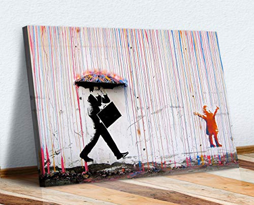 Banksy Leinwanddruck, Straßen-Wandkunst, Kunstdruck, farbiger Regen, 60 x 40 cm