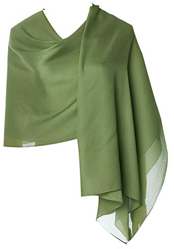 Cyzlann Sciarpe da donna 100% seta lunghe sciarpe leggere per le donne, Army Green, Etichettalia unica