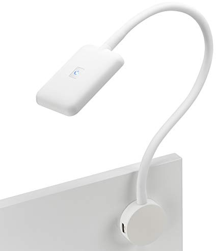 Junker Lighting LED Leseleuchte FIORE Bettleuchte mit flexiblem Leuchtenarm | 2x USB Anschlüssen und Touchsensor 12 V Caravanleuchte ohne 33 Watt Trafo