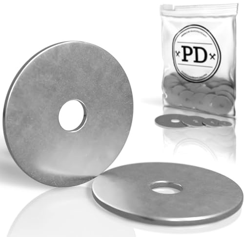 PD® M6 x 40 metallbrickor för karosseri (vinge) | Platta brickor i rostfritt stål A2 V2A | Rostfritt stål bricka för gängskruvar och bultar | bred ytterdiameter brickor | 25 stycken