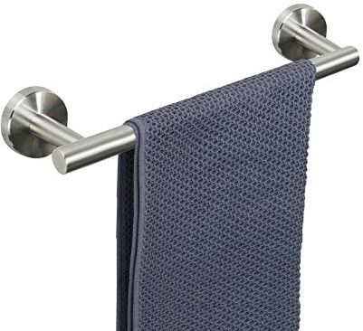 NearMoon Bath Towel Bar, Thicken Stainless Steel Shower Towel Rack Holder Wall Mounted for Bathroom,12-lnch Overall Length-10-lnch Usable Hanging Space (1 Pack, Brushed Nickel)