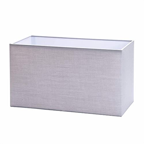 Lampenschirm Stoff, (40 x 22 x 24 cm), für Fassung E27 eckig, Ersatzschirm für Stehlampe, Tischlampe, rechteckig, Grau