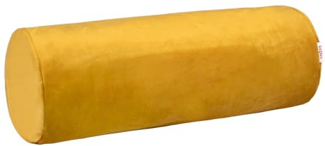 beties - Samt&Sonders-Serie - Nackenrollenbezug ca. 15x40 cm; in Curry-senf mit dekorativer Jeansnaht aus deutschem Unternehmen in hochwertiger Qualität