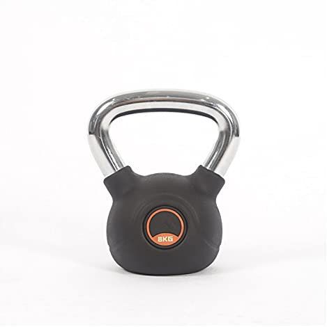 Cfty Kunststoff beschichtete Gusseisen Kettlebell 4kg 8kg 10kg 12kg 14kg 16kg 20kg Fitnessgeräte Männer und Frauen Krafttraining Home Sports Kettlebell (Schwarz, einteilig)(8kg)