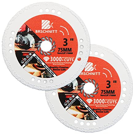 BRSCHNITT Disque à tronçonner diamanté, 2 pièces 75mm x 10 m Lames de scie diamantées brasées sous vide pour tube en acier et métal Roue de coupe pour barres d'armature en fer