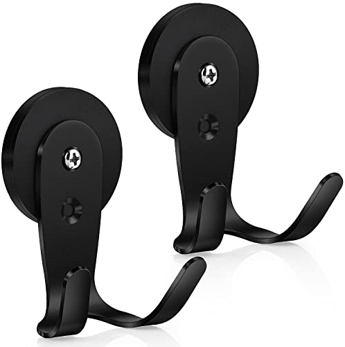 diyfixlcd Magnetic Hooks, 2 Pack Heavy Duty Magnetic Hooks, Magnetic Wreath Hanger, Stainless Steel Magnetic Hook Tool Holder for Refrigerator,Metal Door,BBQ Grill,Tool Box-Hold Up to 5-10 lb (Black)