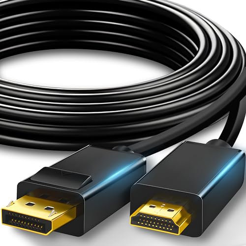 Retoo Adattatore DisplayPort a HDMI, 4K Display Port a HDMI Convertitore Adattatore a HDMI Femmina Compatibile con HDTV, Monitor, Proiettore, Desktop, Surface, Cavo Schermo 1.8M, Nero