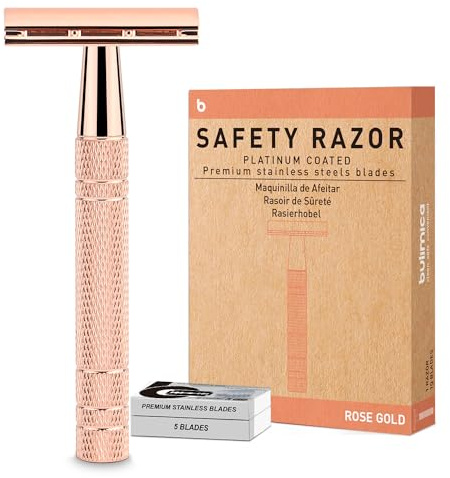Rose Gold Double Edge Safety Razor, Single Blade Razors for Women, with 10 Platinum Coated Safety Razor Blades, 1 Blade Razors, Anti-slip Handle, Metal Material, Reusable, Eco-friendly, Smooth Shaving