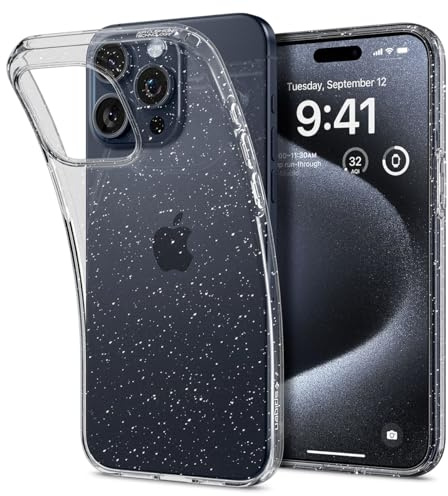 Spigen Liquid Crystal Glitter Case Compatible with iPhone 15 Pro, Crystal Quartz