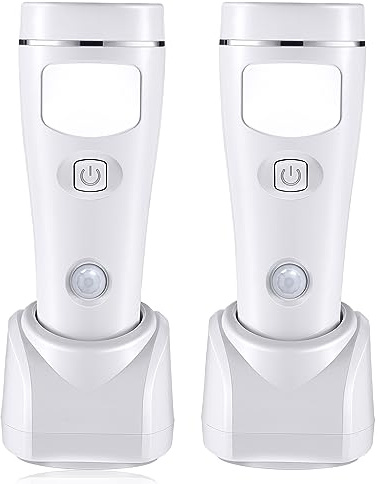 Hiboom 2 Luces LED Nocturnas de Enchufe con Sensor de Movimiento Automático 4 en 1 Linterna de Emergencia Luz de Fallo de Energía Desmontable para Apagón con Sensor de Fotocélula Anochecer a Amanecer