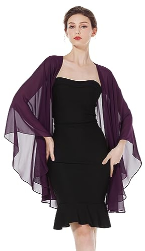 BEAUTELICATE Chal Mujer Fiesta Capa Poncho Gasa Estola para Boda Elegante Suave Ligero Mantón Verano Primavera (Ciruela)