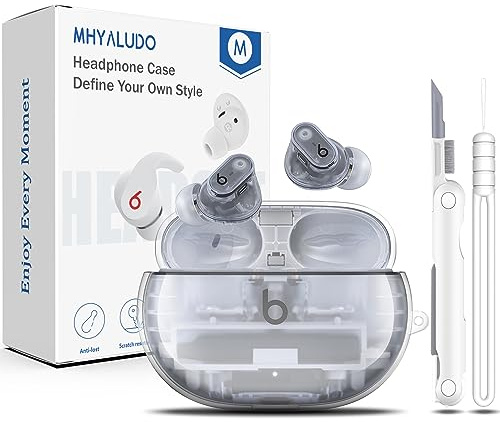 MHYALUDO Beat Studio Buds Plus (2023) / Beat Studio Buds 2021 Coque de Protection en TPU Souple Transparent de qualité Militaire résistante aux Chocs avec Stylo de Nettoyage, Blanc