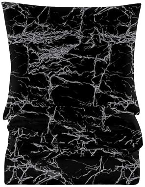 Cotton Market Bettwäsche - Bettwäsche Baumwoll-Mikrofaser - Bettwäsche-Sets 3 Teilig - Bettbezug 200x200 cm und 2 Kissenbezug 70x80 cm - Marmor, Schwarz