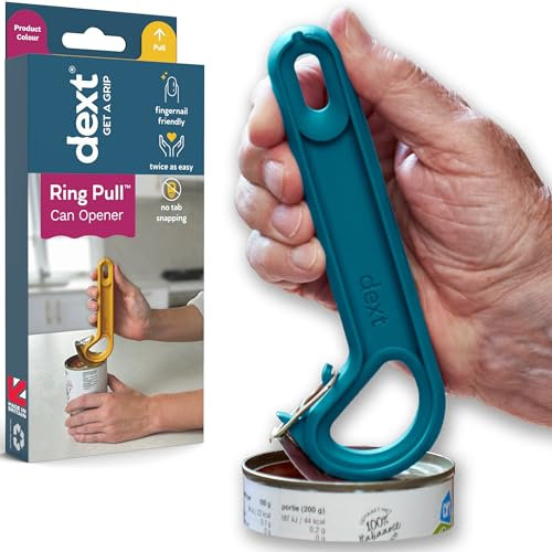 Dext - Ring Pull Can Opener, Pop Can Opener for Seniors, Arthritis, and Parkinson’s, Easy Open, Ergonomic Handle with Comfortable Grip. Perfect for Drinks, Pet Food, and More (Teal)
