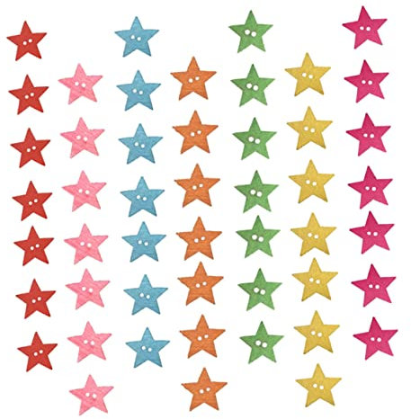 STOBOK 100stücke Bunte Handgefertigte Holzknöpfe Mit Zwei Löchern Pentagramm-design Zum Nähen Basteln Scrapbooking Für Diy-projekte Umweltfreundlich Und Langlebig