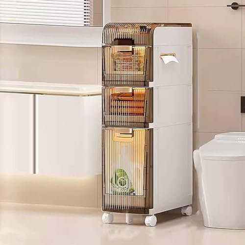 Freistehender Badezimmer-Bodenschrank, weißer wasserdichter Aufbewahrungsschrank, schmale Aufbewahrungseinheit für Küche, Flur, Eingangsbereich und Schlafzimmer