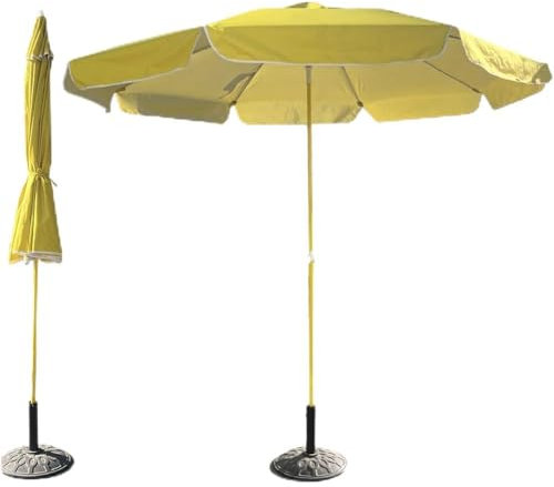 BAKAJI Ombrellone da Giardino Parasole per Balcone con Air Vent e Inclinazione Regolabile, Sistema di Apertura Push-Up Anti UV, Impermeabile per Mare, Spiaggia, Piscina, Terrazzo (Senape 250 cm)