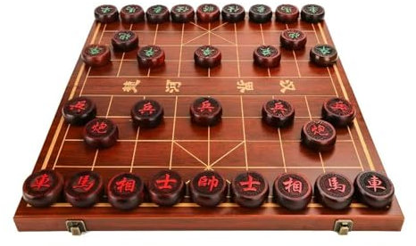 Tragbares chinesisches Schachspiel-Set aus Ebenholz, Xiangqi, mit klappbarem Brett, Tisch-Lernstrategiespiel for 2 Spieler, for Teenager, Erwachsene und Familien(Size:4.8cm/1.9in)